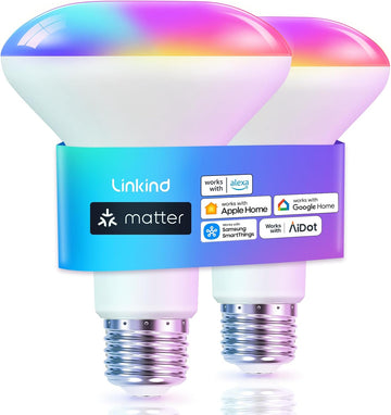 Matter BR30 Smart Light Bulb, Alexa/Apple/Google Home, 2 Pack