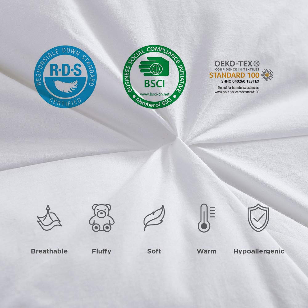 Luxurious Heavy King Size Goose Down Comforter Duvet Insert, Classic Pinch Pleat Style, 70 oz Fill Weight, 100%