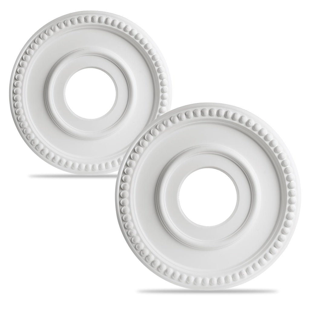 12-1/2" OD x 3-15/16" ID x 1-3/8"P Beaded Round Ceiling Medallion,Primed PU Foam Ceiling Trim for Chandeliers