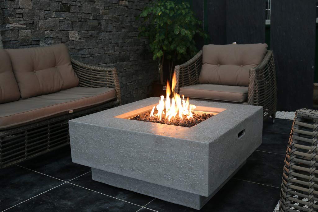 Manhattan Propane Fire Pit Table Cast Concrete 36 x 36-in