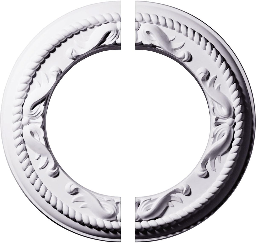 12 1/4"OD x 7 1/2"ID x 7/8"P Roped Medway Ceiling Medallion, Fits Canopies up to 7-1/2", 2 Piece
