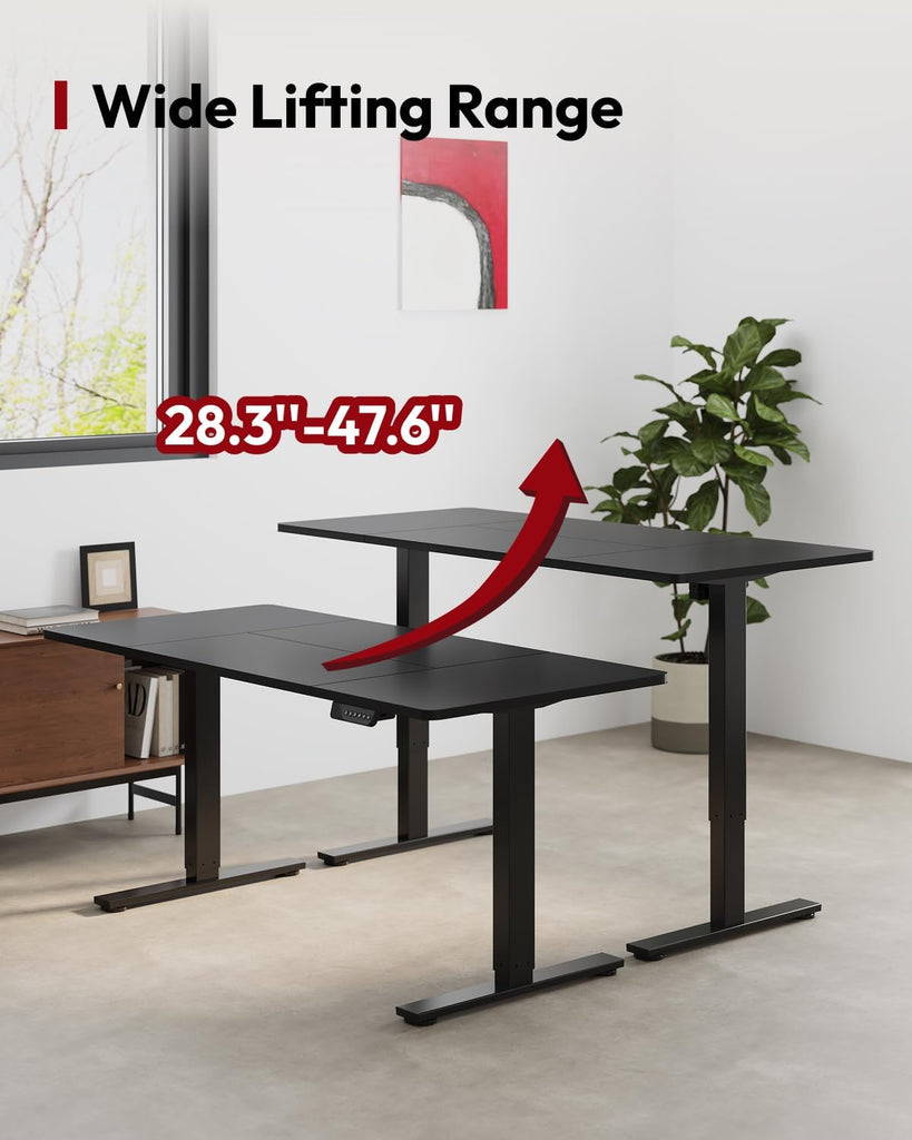 Dual Motor 71''x 32'' Large Height Adjustable Standing Desk | Sit Stand Desk with Splice Board , Ergonomic Computer