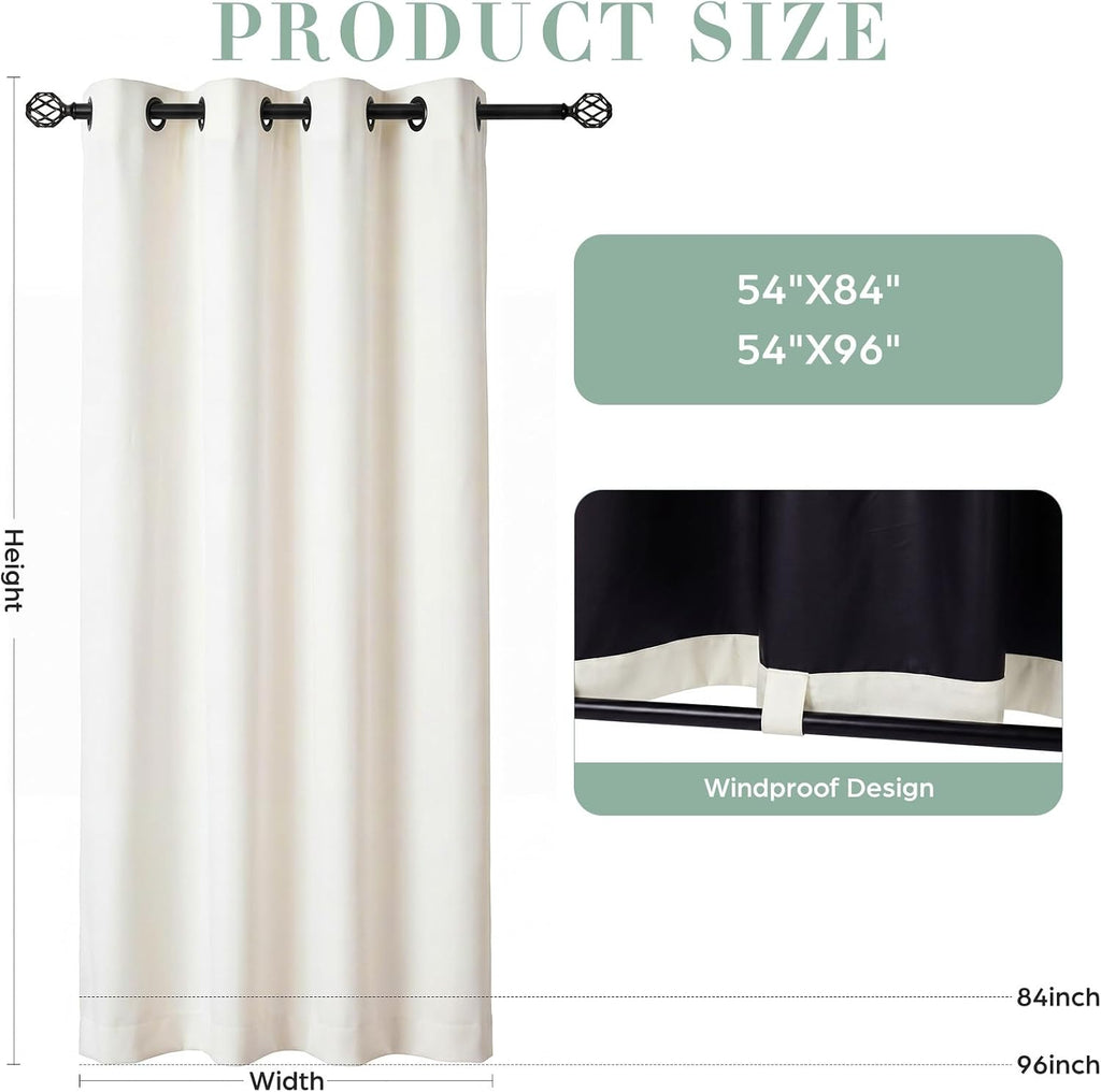 Outdoor Curtains 6 Waterproof Panels with 6 Pcs Woven Curtain Tieback Weatherproof Privacy Drape Curtain Grommet Top