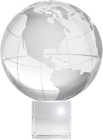 Globe (3 inch Diameter) on Crystal Stand with Gift Box - 4.75 Inch Tall