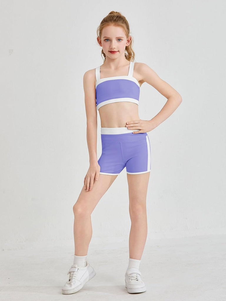 Girls 2 Piece Workout Outfits Athletic Dance Set