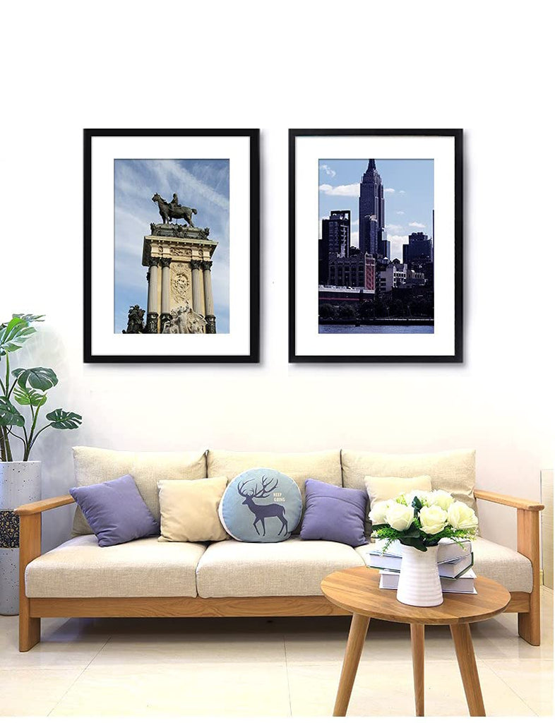 11x14 Picture Frame Set of 6, Wall or Tabletop, Black Woodgrain