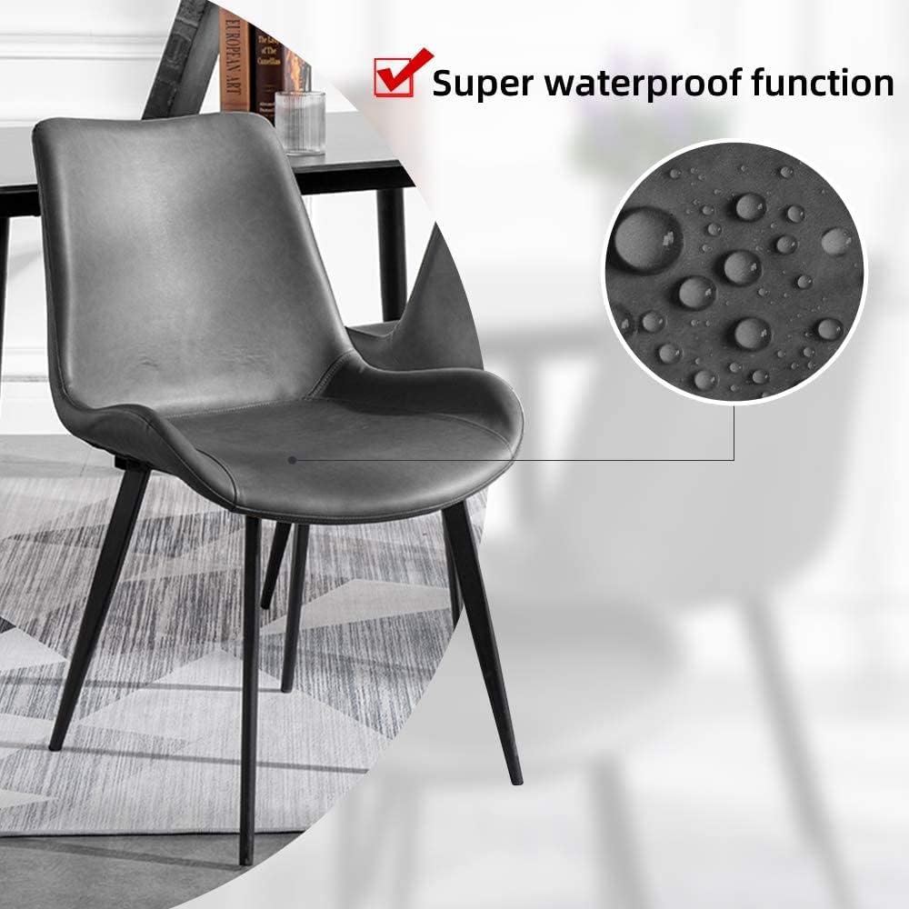 Dining Chairs Set of 4, Modern Kitchen & Dining Room Chairs, Upholstered Faux Leather Cushion Seat and Sturdy Metal