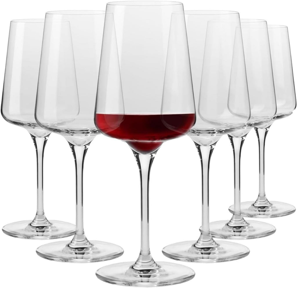 Red Wine Glasses | Elegant Design | Set of 6 | 16.9 oz | Infinity Collection | Ideal , Restaurants and Receptions |