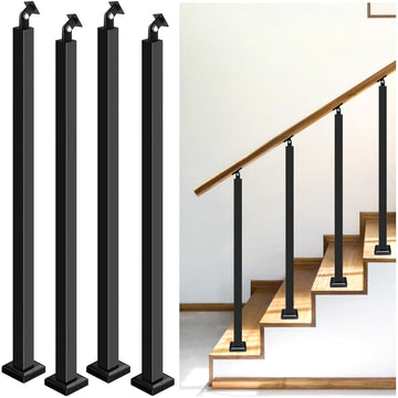 4 Pack Heavy Duty Steel Stair Baluster Posts, 35''H Stair Handrail
