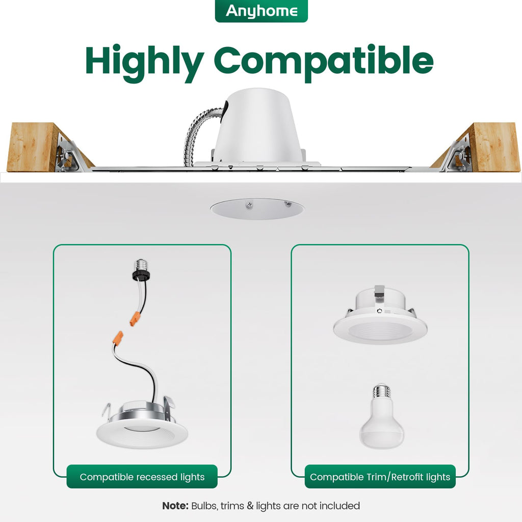 4 Inch Recessed Lighting Housing 6 Pack, New Construction