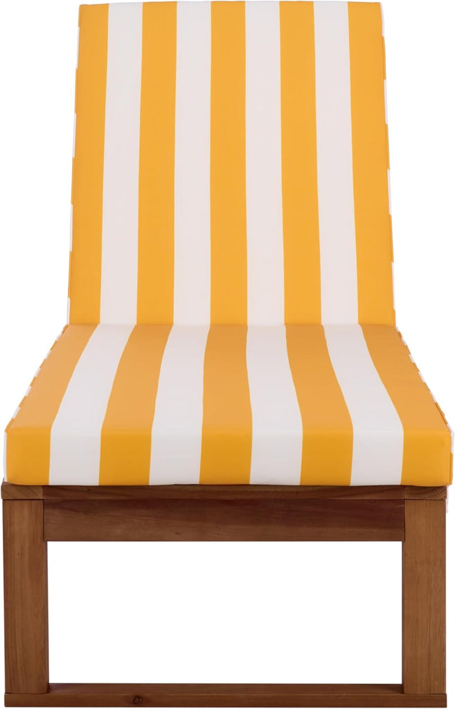 Outdoor Patio Furniture Collection - Sophie Natural Brown Solid Wood Chaise Lounge Chair, Adjustable Reclining