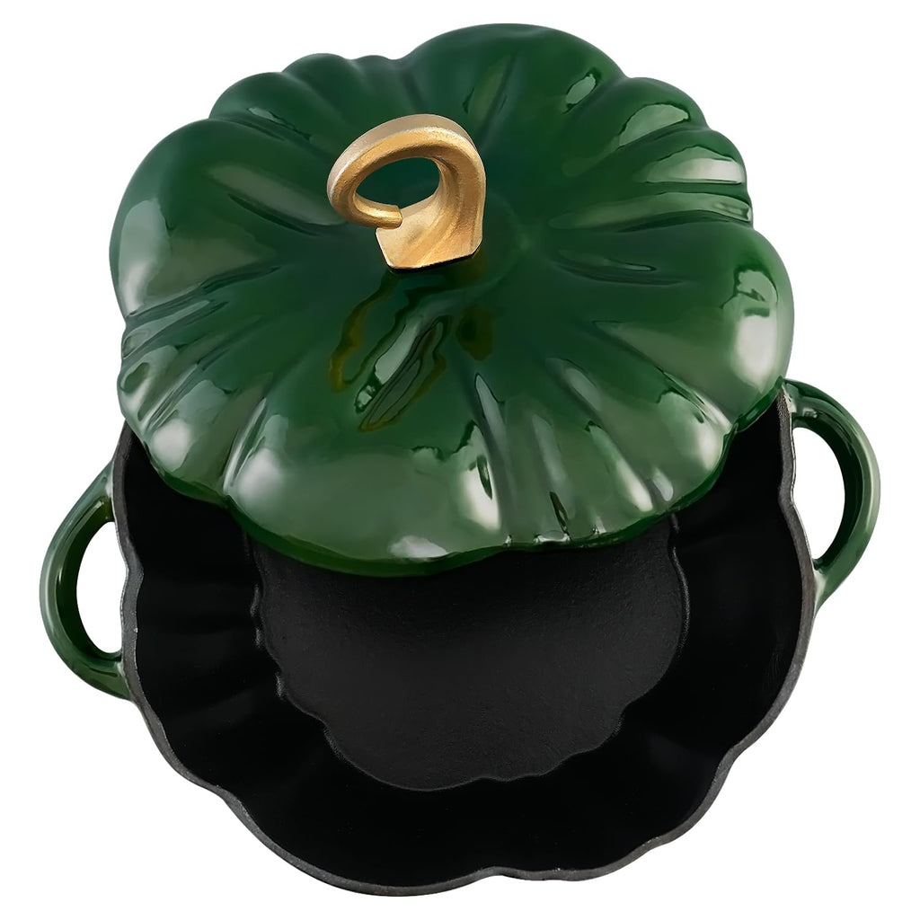 Pumpkin Dutch Oven Pot with Lid 3.8 Qt, Enameled Cast Iron, Halloween Decor