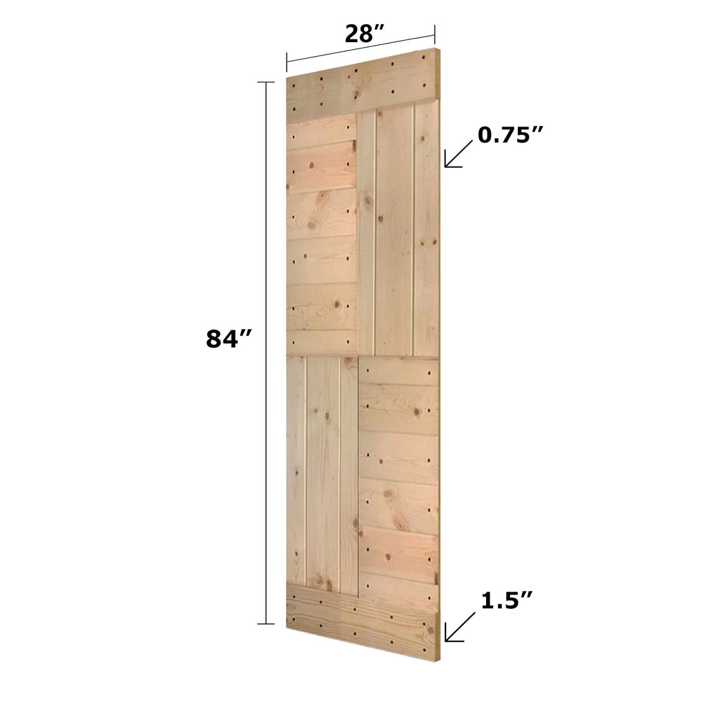 38in x 84in S Style French Gray Solid Wood Interiror Sliding Barn Door Kit