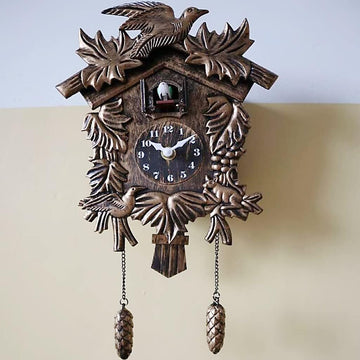 Cuckoo Clock Chiming Vintage Cuckoo Wall Clock Singing Bird Clock Home Decor Christmas Clock Gifts Resin Classic Brown