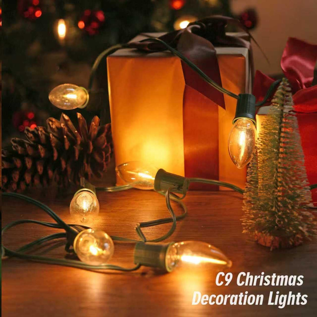 C9 Connectable String Lights, 2700K Warm White 100 FT, 100+4 Bulbs