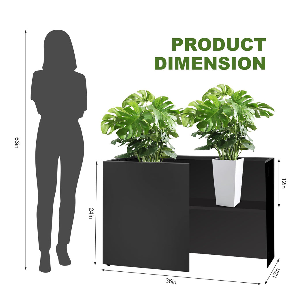 Galvanized Steel Planter Box - No Installation Required Metal Rectangular Block Long Box Planter Modern Outdoor