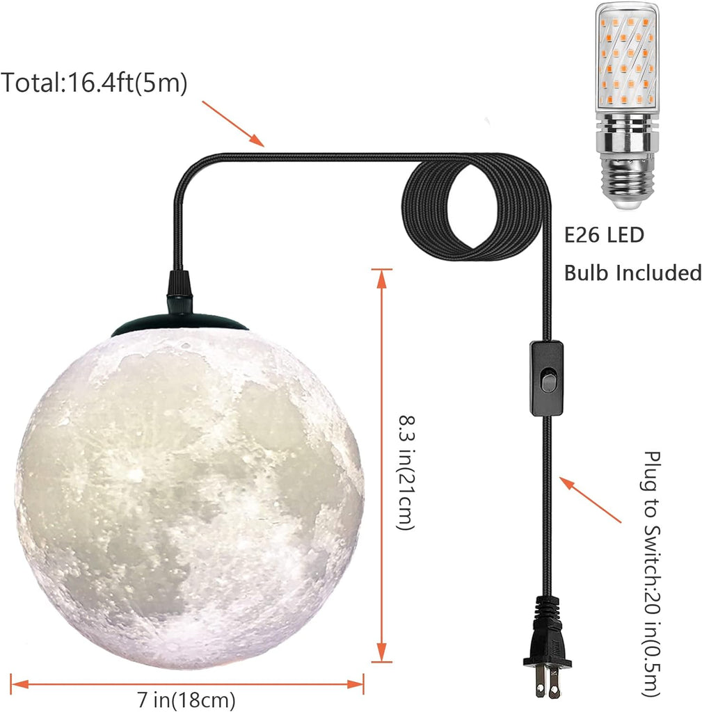 Plug in Pendant Lighting with Cord,Hanging Lamps that Plug Into Wall Outlet White,16.4Ft Hanging Light Cord
