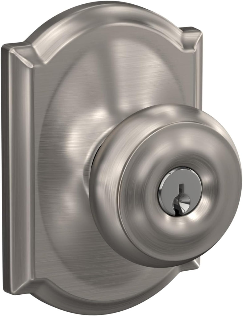 Georgian Keyed Entry Door Knob, Interior/Exterior, Satin Nickel