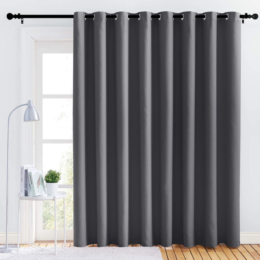 Bedroom Blackout Curtain Panel - (120 inches by 84 inch, Grey, 1 PC) Energy Saving Thermal Insulated Grommet Blackout