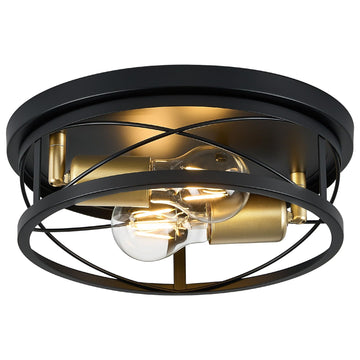 Farmhouse Lights, Black and Gold Industrial Flush Mount Ceiling Light, Ceiling Lamp Farmhouse Lighting Fixture