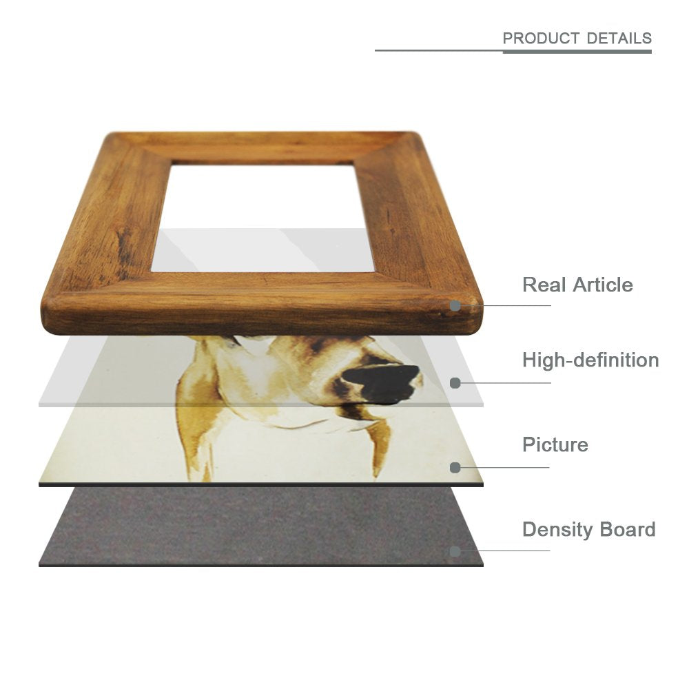 5x7 Inch Rustic Wood Picture Frame, Solid Wood Photo Frame with Real Glass, Tabletop Standing or Wall Hanging