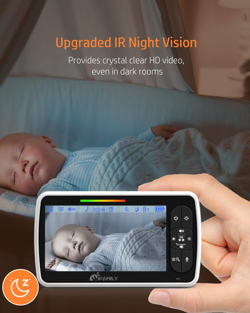 5"Split Screen Baby Monitor with 2 Cameras and Audio n Night Vision