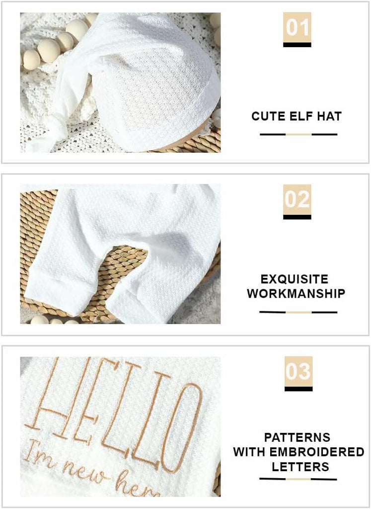 Baby Boy Girl Clothes Outfits Long Sleeve Romper Bodysuit Baby Shower Coming Home Outfit Shirt+Pants+Hat