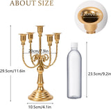 Metal Candelabra Gold Candle Stand 11.8” Tall, 5-Candle Candlestick Holder for Taper Candles, Candle Holder Party