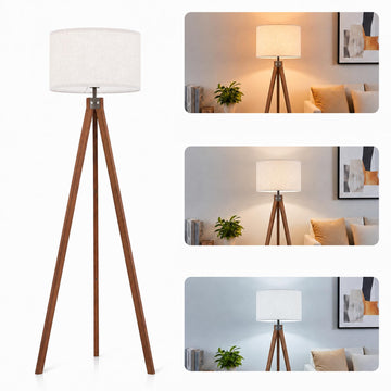 Wood Tripod Floor Lamp, 3 Color Temperatures