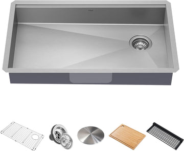 Kore ADA Workstation 32-inch Undermount 16 Gauge Stainless Steel Kitchen Sink, Single Bowl Kitchen Sink with