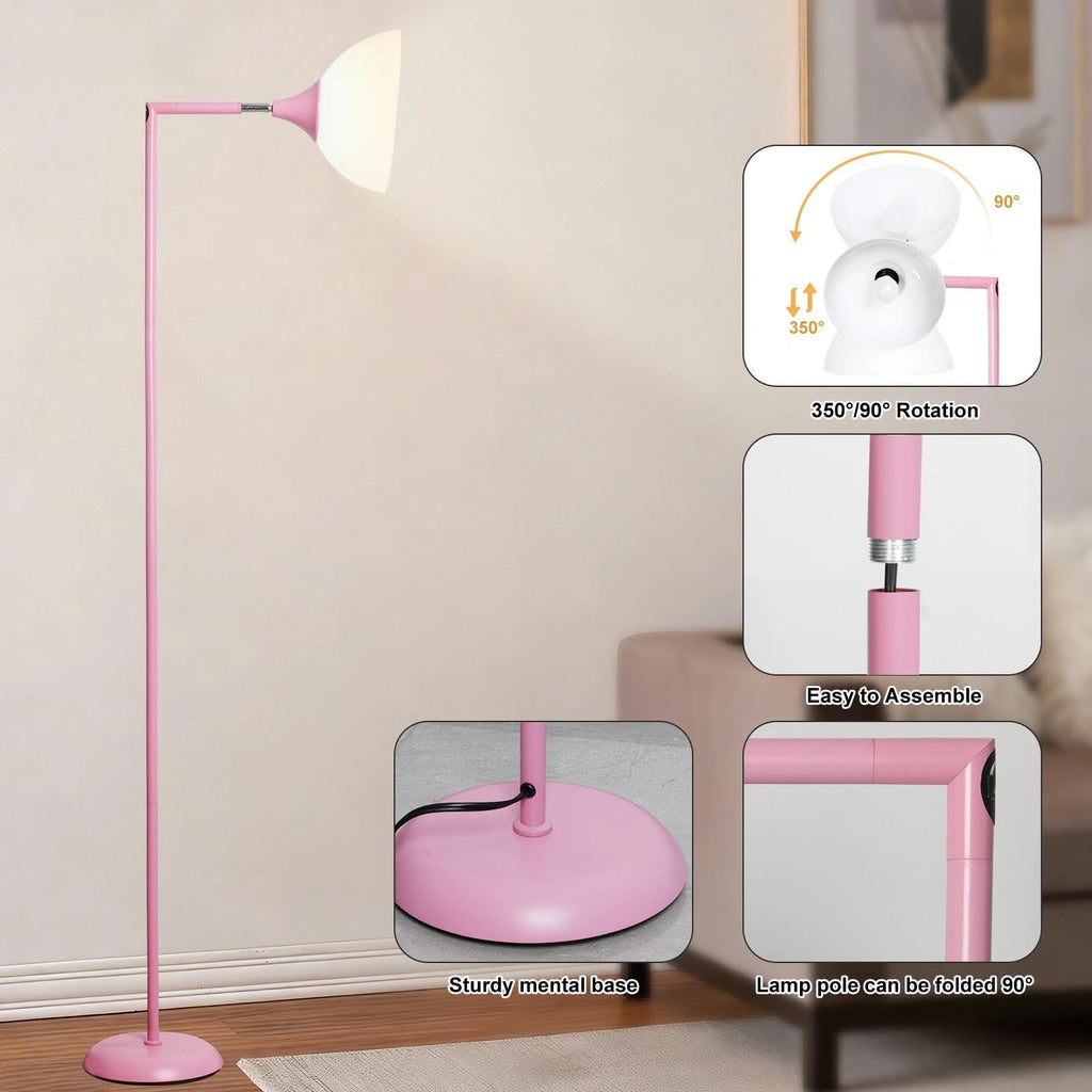 Adjustable head 76" Remote dimmable LED torchiere Floor Lamp, Pink