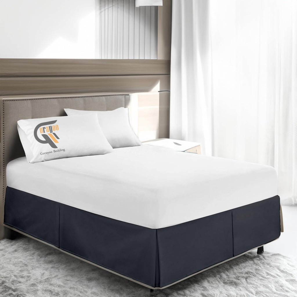 Box Pleated Bed Skirt 100% Pure Egyptian Cotton 9 Inch Drop Bed Frame Cover Easy to Put On Hotel Class Luxurious