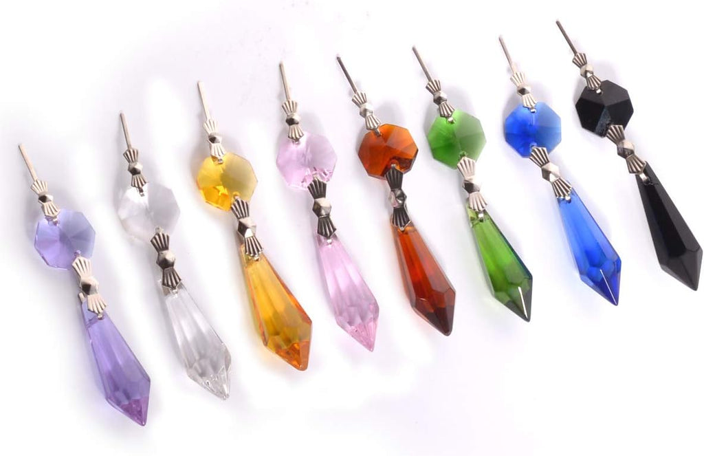 20pcs 38mm Replacement Black Chandelier Icicle Crystal Prisms Octogan Crystal Bead for Lamp Decoration