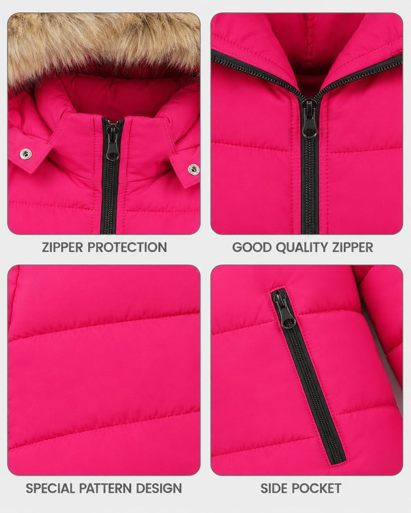 Kids 2 Piece Snowsuit Set Girl Winter Hooded Puffer Jacket & Snow Bib Pants Boy Ski Suits