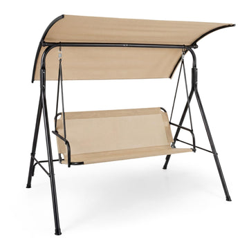 3 Person Porch Swing with Adjustable Canopy, 800 lbs Capacity
