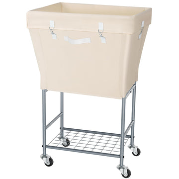2-Tier Rolling Laundry Hamper with Wheels, 110L Clothes Basket