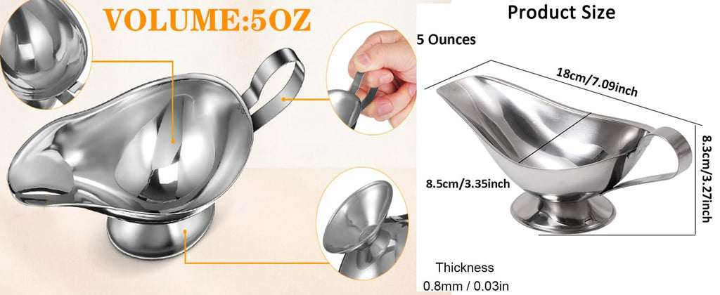 Stainless Steel Gravy Boat Juice Bucket Roasting Sauce Dish (S)