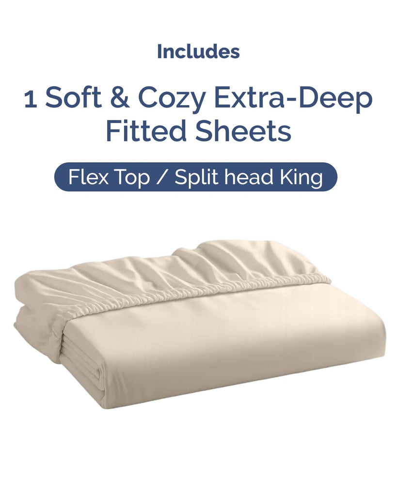 CGK Extra Deep Flex Top Split Head King Fitted Sheet Only - Wheat