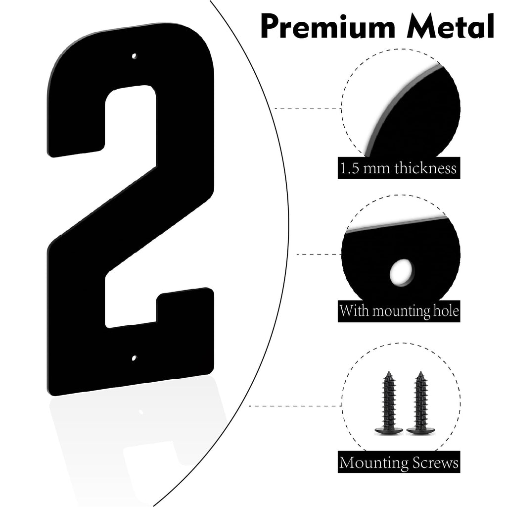 12" 5 PCS Custom Large House Numbers, Modern Black Metal Address Number