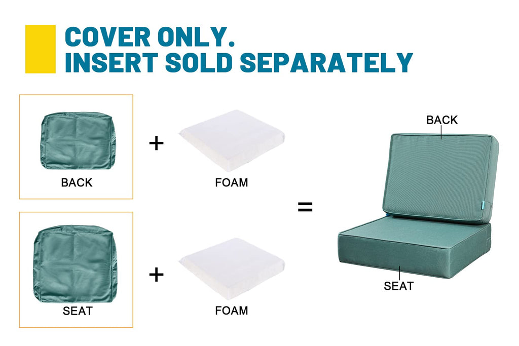 24"x24"x6" Patio Deep Seat Bench Cushion Covers Blue