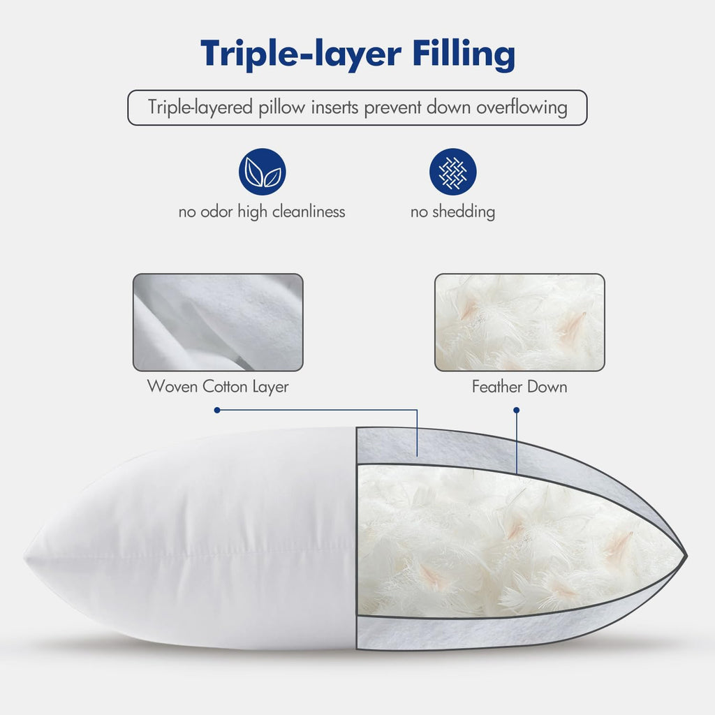 18x18 Pillow Inserts Feather Down Throw Pillows - Set of 2