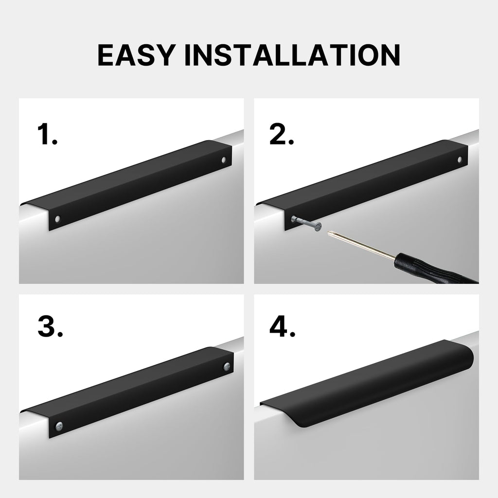 Black Cabinet Handles, Finger Pulls for Cabinet Edge Pulls 6-1/4 Inch 10 Pack | Tab Drawer Handles, Aluminum Alloy