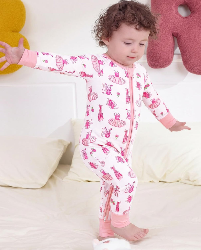 Viscose Derived from Bamboo Baby Footie Pajamas Convertible Sleeper for Baby Girl Zipper Onesie