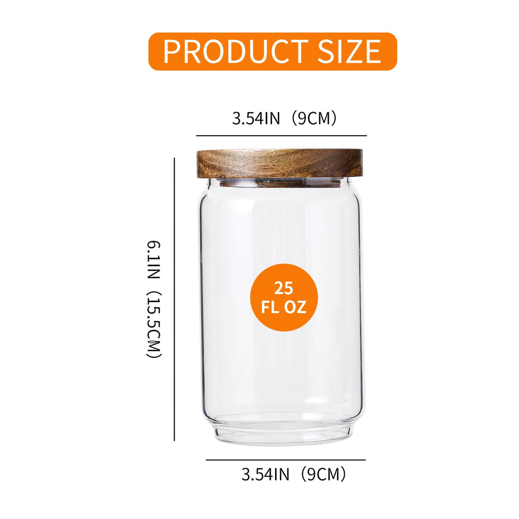 Glass Storage Jars with Wood Lids 25 Oz