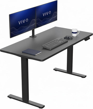 Black 55 x 28 in Standing Desk, DESK-KIT-1B55B | Electric, Holds 220 lbs, Sit Stand, Height Adjustable, Solid