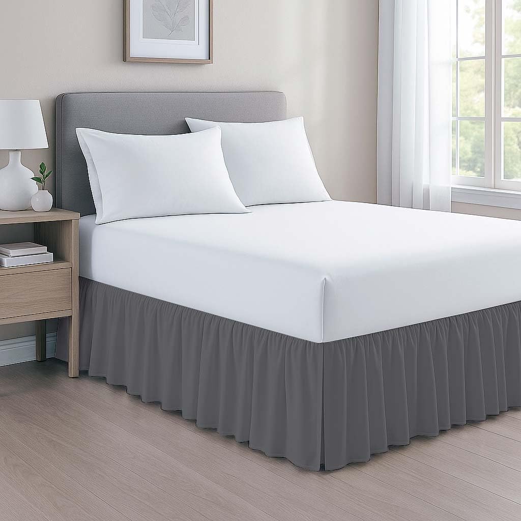 Ruffled Bed Skirt Split Corners with Platform, Tailored Fit Wrinkle Free Ultra-Soft Microfiber Dust Ruffle, Upto 14"