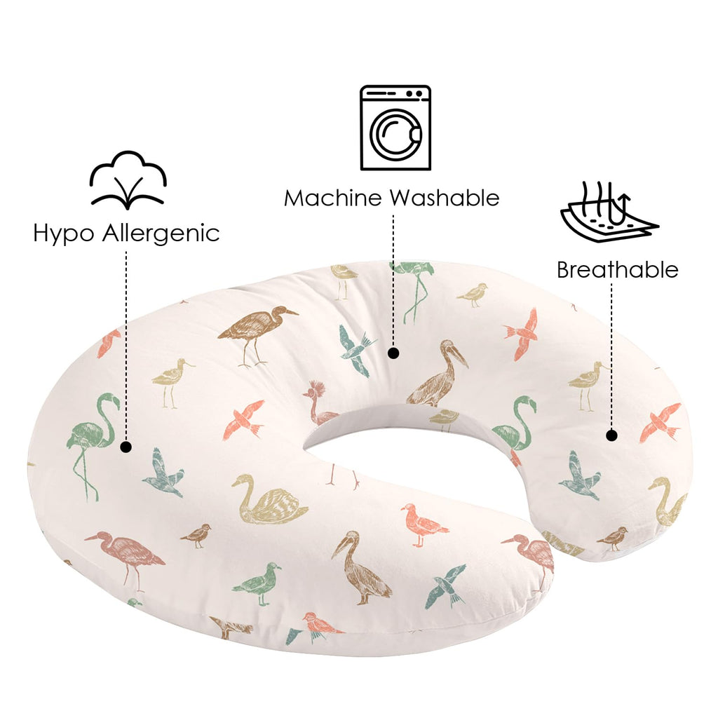 Nursing Pillow Covers 2 Pack, Soft & Breathable Removable Breastfeeding Pillows Covers for Feeding Pillows, Nursing