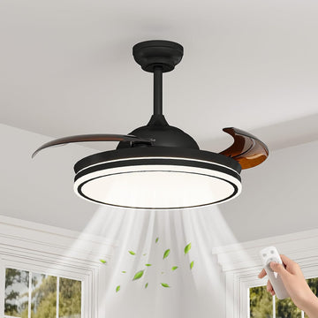 42in Retractable Ceiling Fan with Light Invisible Blades Remote
