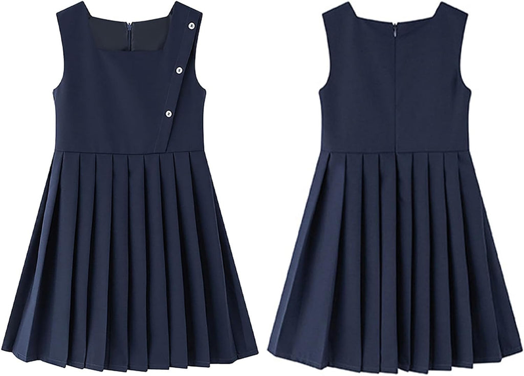 Girls Uniform Pleated Jumper Dress for Back to School