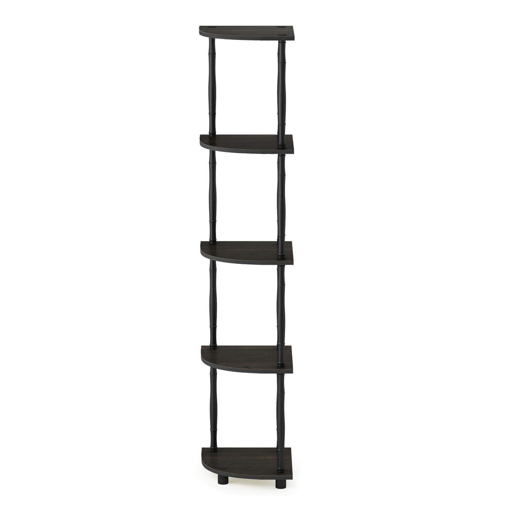 Turn-N-Tube 5 Tier Corner Display Rack Multipurpose Shelving Unit with Classic Tubes, Espresso/Black (/BK)